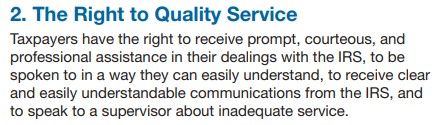 Taxpayer Bill of Rights No.2 - The Right to Quality Service