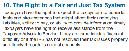 Taxpayer Bill of Rights No.10 - The Right to a Fair and Just Tax System