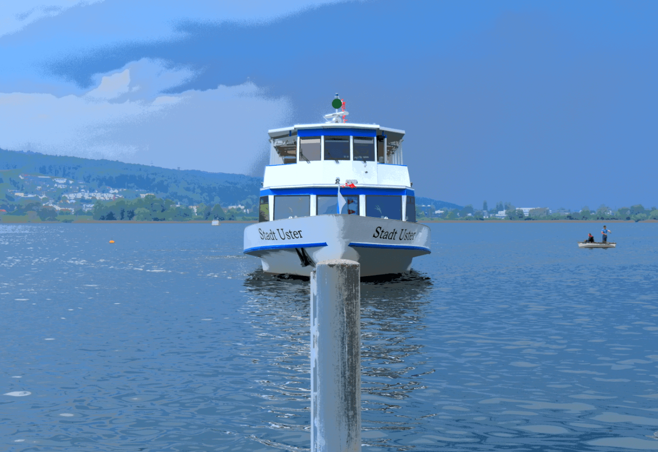 Ferry boat viewed head on