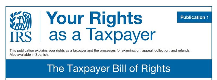 Screenshot of the top of the US Taxpayer Bill of Rights, also referred to as IRS Publication 1.