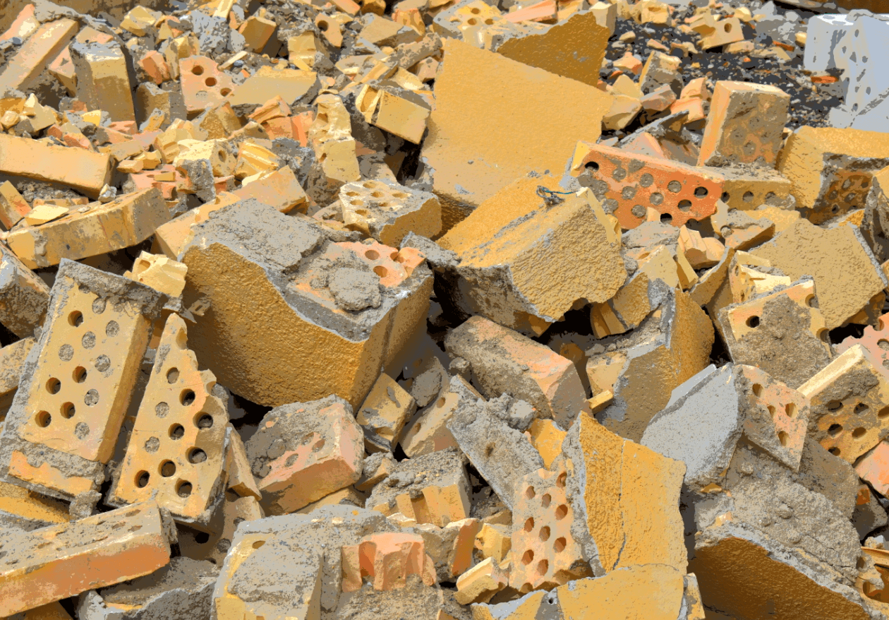 Pile of bricks and rubble