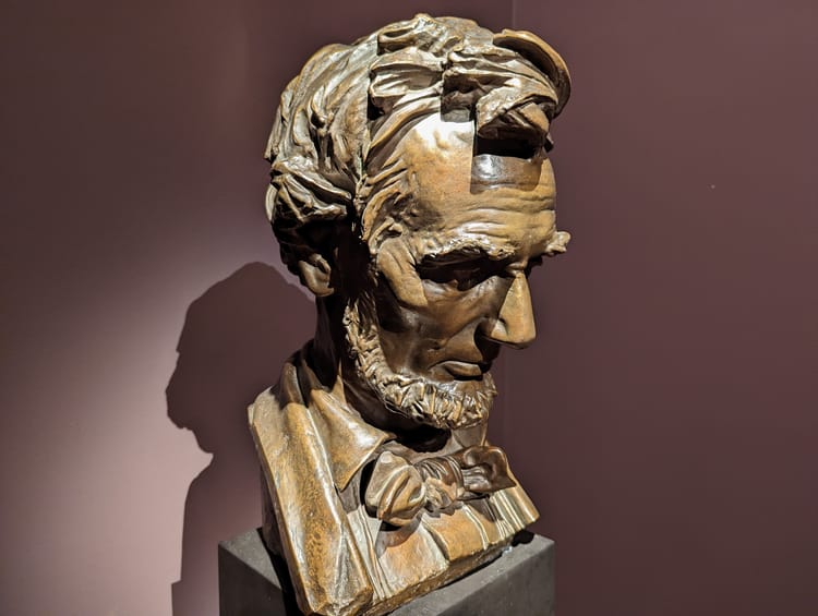 Sculpture bust of Abraham Lincoln in profile