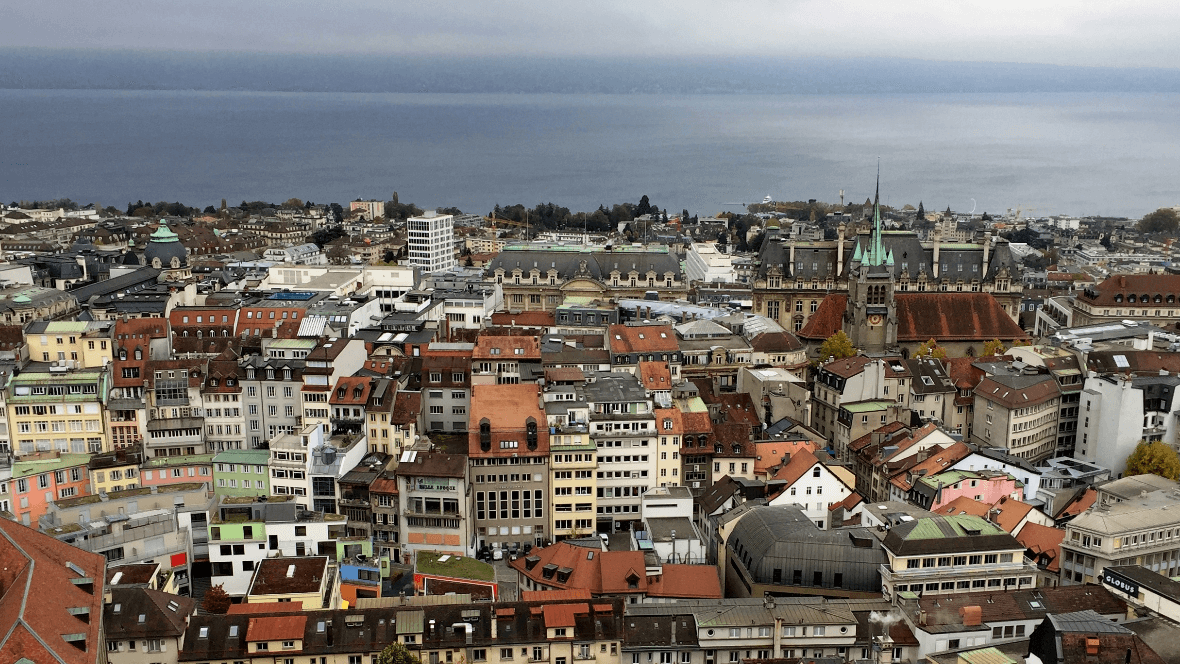 Arial view of city buildings with ocean in background - Moral Letters to Lucilius