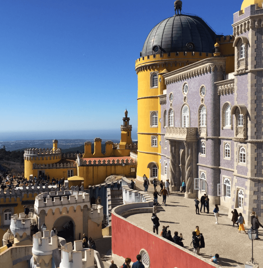 Pastel-painted castle in Sintra, Portugal