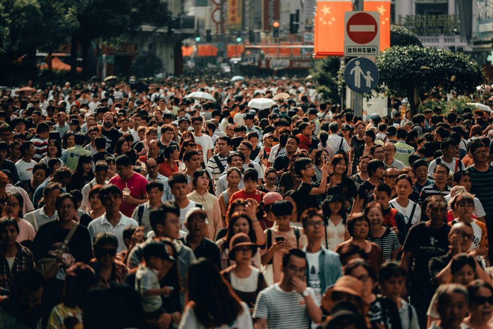 Crowd of people on a city street