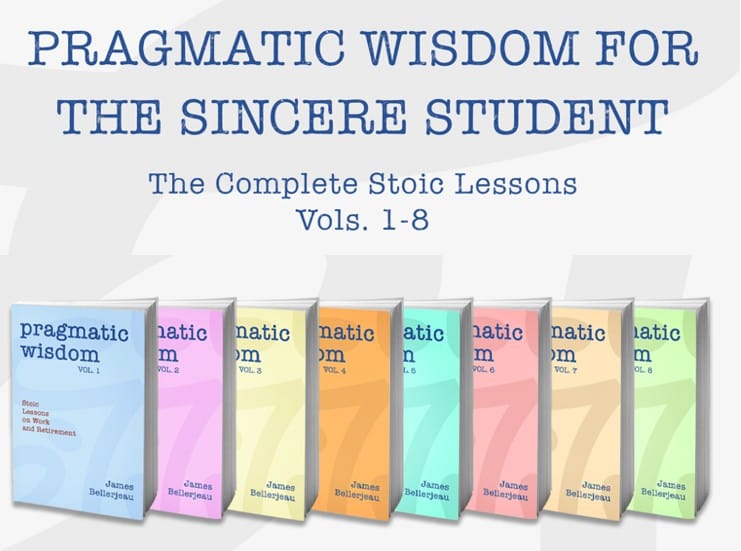 Title reading Pragmatic Wisdom for the Sincere Student, showing each of the eight volumes in the Pragmatic Wisdom series
